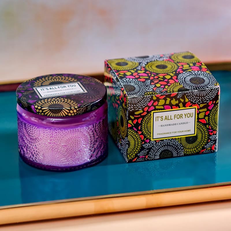 Embossed Glass Cup Scented Candle Home Creative Birthday Souvenir Scented Candle Ornament