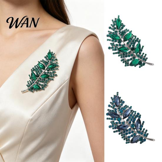 Lapel Accessory Brooch Pin Imitation Crystal Inlaid Leaf Design Pin-Type Collar Fixer Embellishment Shirts Cardigans Coats Suits Badge Decorative Clip