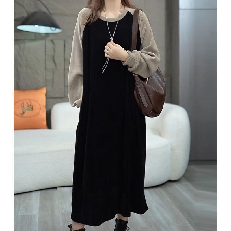 

2023 European Style Plus-Size Fleece-Lined Over-The-Knee Slimming Dress 5XL 90-100 kg
