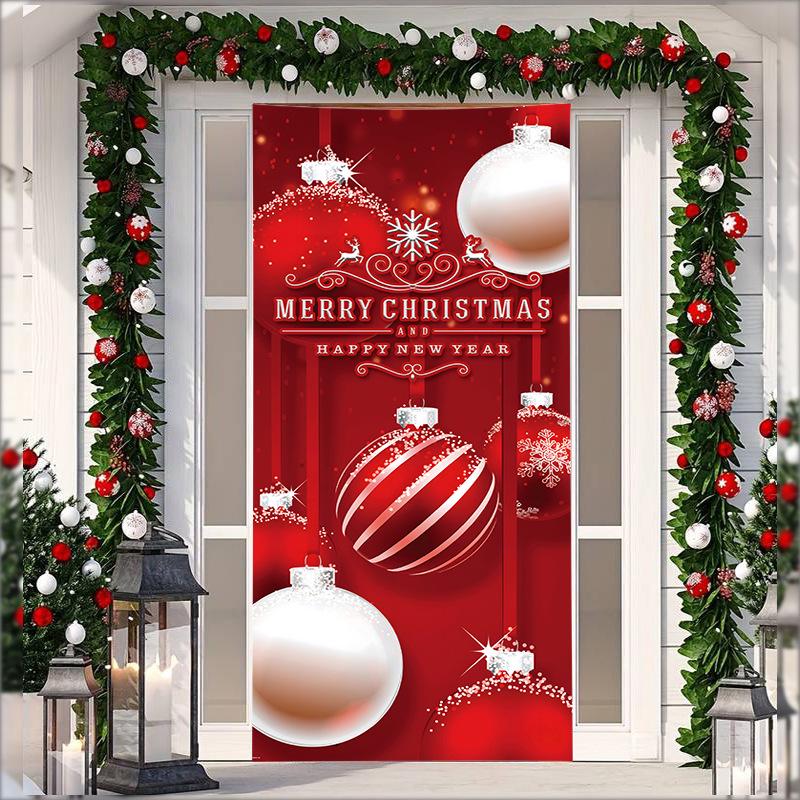 Stretch Fabric Christmas Door Tapestry - Santa Claus Gift Background for Holiday Parties