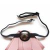 Girls Gorgeous Costume Pearl Tassel Ribbon Bow Tie Collar Pin Cravat Brooch
