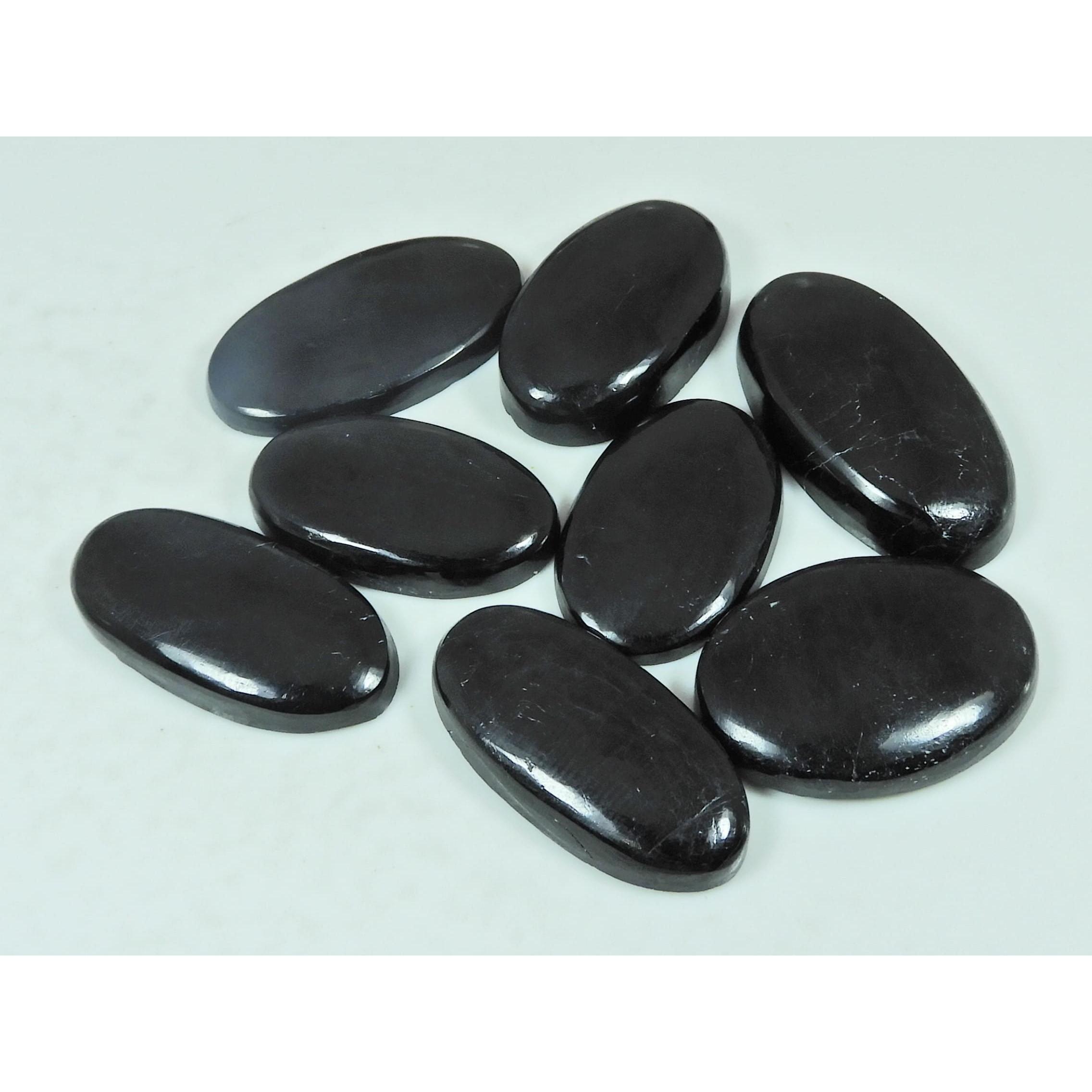 270Cts.Natural Black Tourmaline Oval Shape Cabochon Loose Gemstone 08Pcs Lot C-2902