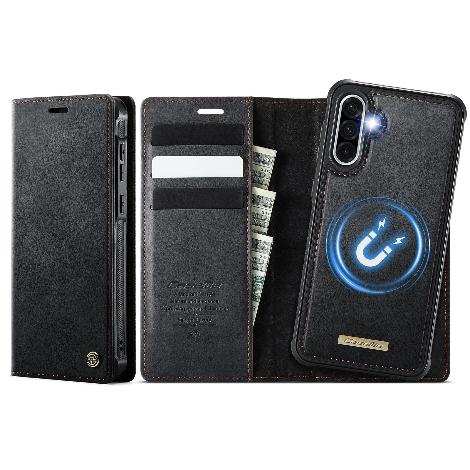 

For Samsung Galaxy A36 5G Magnetic Case RFID Blocking Detachable Wallet Leather Phone Cover Black