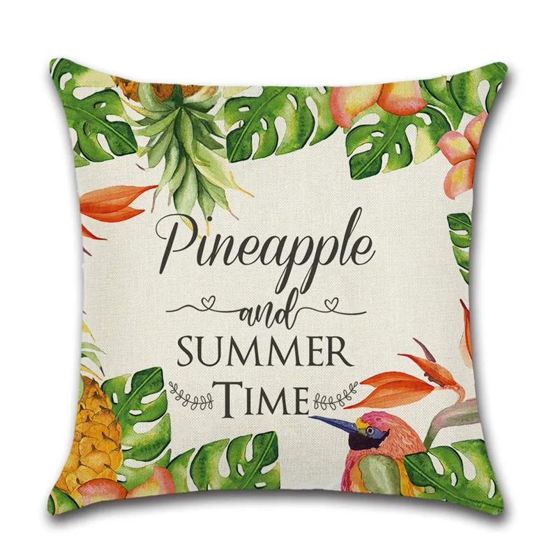 Summer Pineapple Truck Bicycle Printed Decorative Throw Pillow Case Linen Cushion Cover Almofada Home Sofa Car Decortive