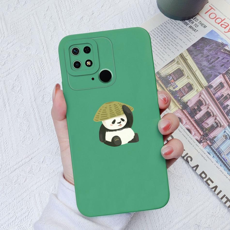 Case For Xiaomi Redmi 10C 10X 10A Sport Panda Camera Coverage Soft Liquid Silicone Cover For Redmi 10 C X A Sport Funda Bumper