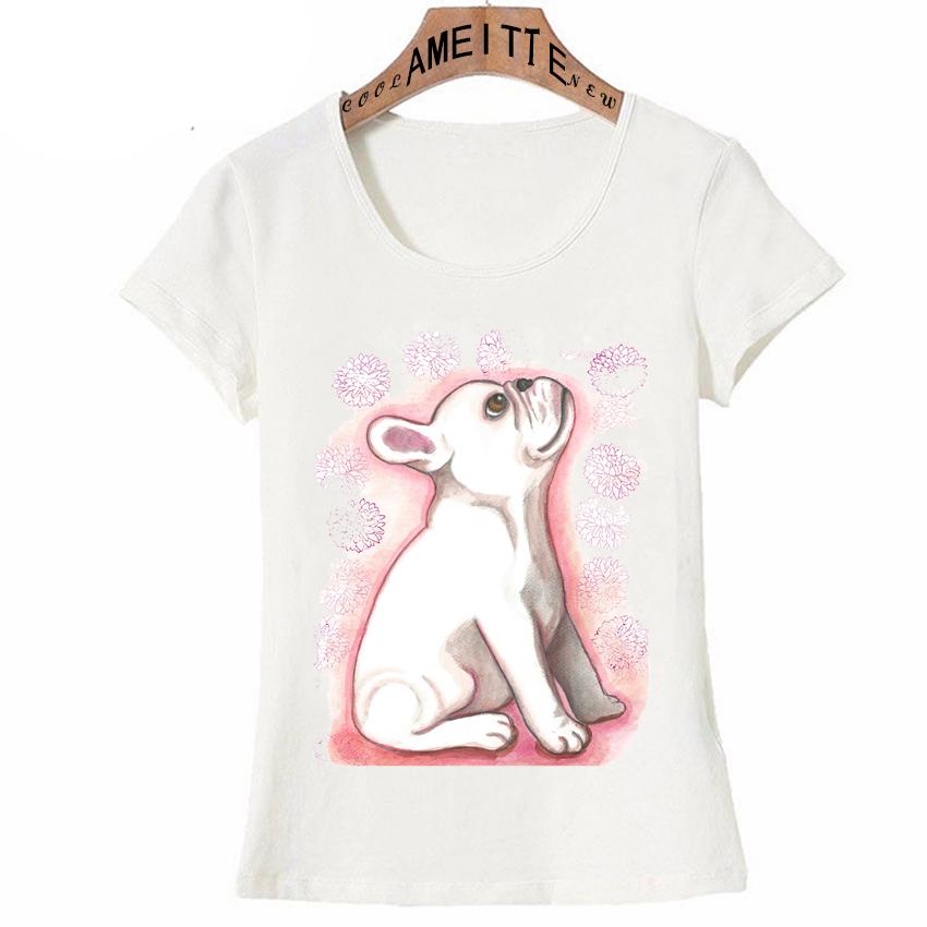 Pretty Pink French Bulldog Cute Print T Shirt Fashion Women White Short Sleeve Casual Girl Top