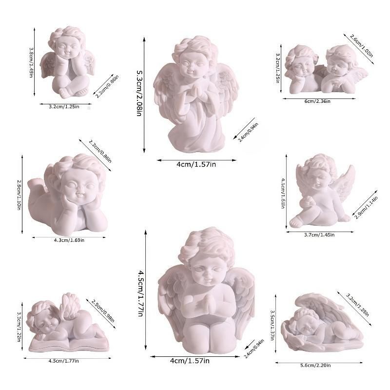 

8pcs Resin Angel Vintage Girl Figurine Set for Car or Desktop Decorations Tabletop Display Miniature Statues Decorative Angels