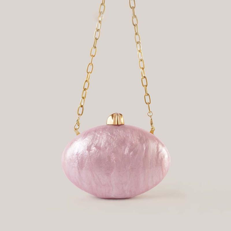 2025 New Design Female Acrylic Egg Shape Clutch Bag Luxury Designer Oval Evening Party Purse Shell Handbag Wedding Shoulder Bag