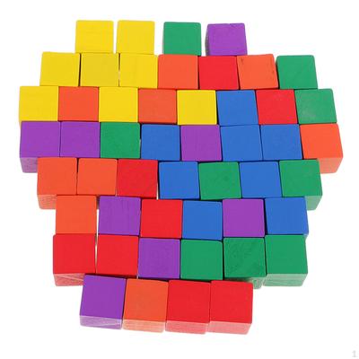 Unfinished Pack/50pcs Colorful Wood Quadrate Blocks Cubes for Children DIY Creative Games Toys