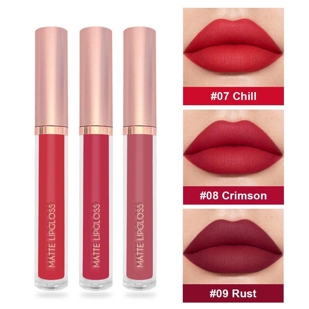 3-Piece Dynamic Watery Matte Lip Glaze Set - Long-lasting, Student-friendly Lipsticks