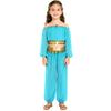 Girl Belly Dance Costume Sequin Tassel Top Pants Built In Briefs Rhinestone Decoration Long Sleeve Outfit