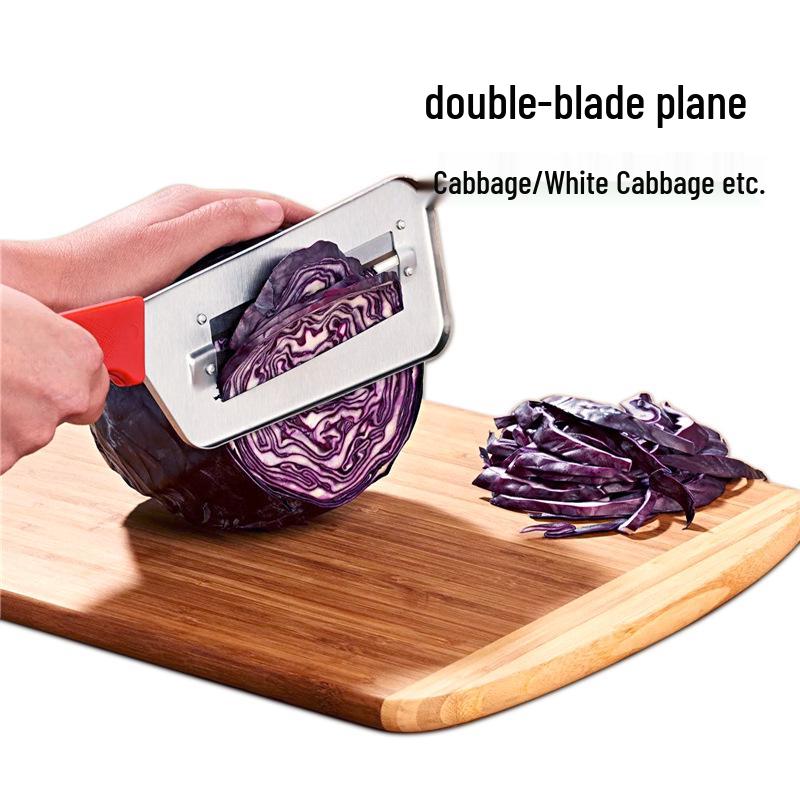 Red Handle 2-Piece Vegetable Knife & Cabbage Slicer Peeler Set