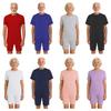 S-3XL Adults Unisex Anti-Strip Adaptive Jumpsuit Crew Neck Short Sleeve Short Bottom Back Zipper One-piece Rompers for Elderly Special Needs Patients