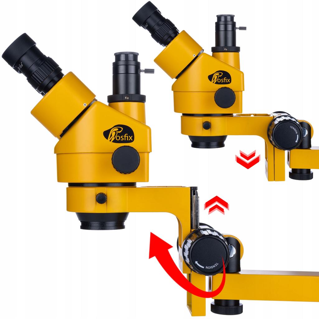 Rosfix Mikroskop Trinokularowy Na Wysięgniku 7–45x Z Kamerą 51MP 4K – Profesjonalny Zestaw Do Inspekcji | Oświetlacz LED 56x | Soczewka Barlow 0.5x
