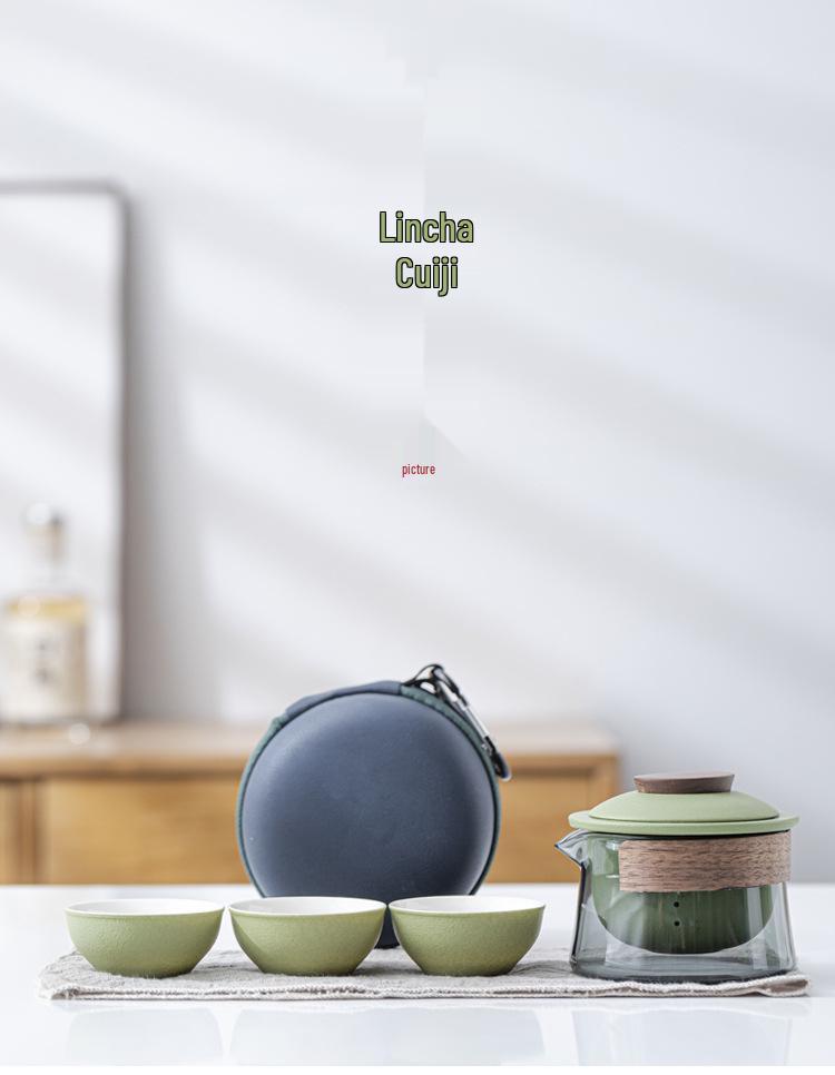 Portable Ceramic Tea Set: Quick Cup, One Pot, Three Cups - Perfect for Travel and Outdoor Use