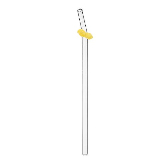 Fruit Shape Glass Straw with Lemon Strawberry Cherry Designs Reusable Drinking Straw for Juice Smoothies Soda BPA-Free Heat-Resistant Eco-Friendly