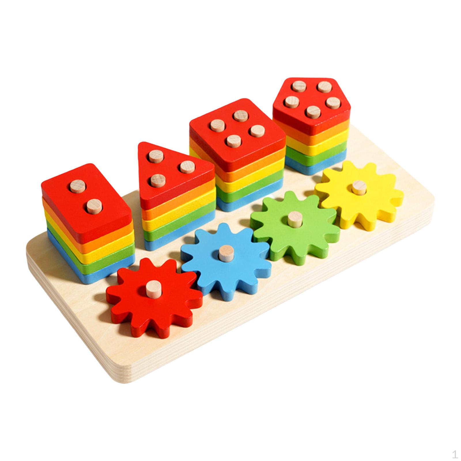 

Children s Stacking Toy, Wooden Puzzle Learning Game, Shape Recognition, Color Sorting, Sensory 2 in 1