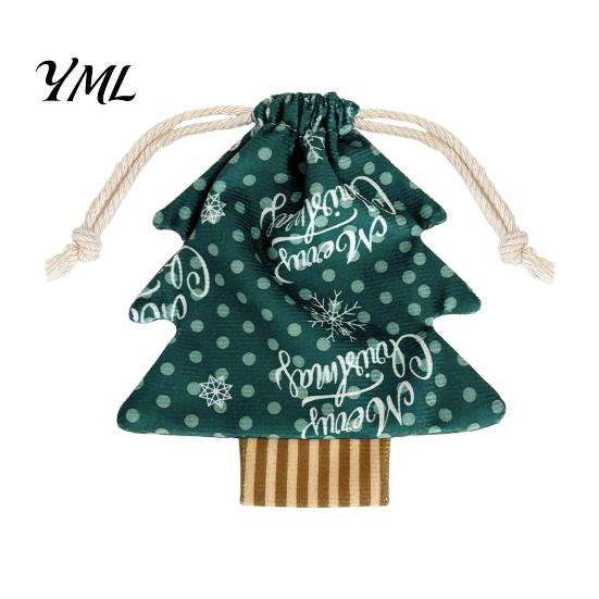 Large Small Storage Christmas Tree Shaped Gift Bags with Drawstring, Reusable Holiday Fabric Bags, Winter Goodie Pouches for Present Wrapping,