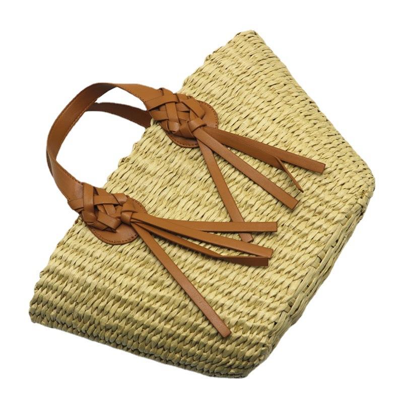 Summer Wicker Fabric Bag for Women Large Capacity Tote Beach Bali Straw Course Large Basket Bag