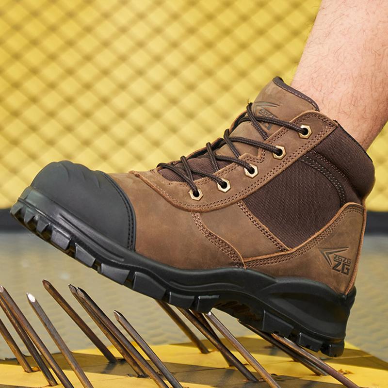 Cowhide Work Safety Boots Men Puncture-Proof Indestructible Shoes Anti-smash Work Sneakers Anti Scald Welding Boots Protective