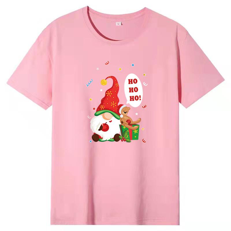 Weihnachts-Stil Lockeres Rundhals-Basisshirt mit Weihnachtsmann-Druck Reine Baumwolle Kurzarm-T-Shirts Herren