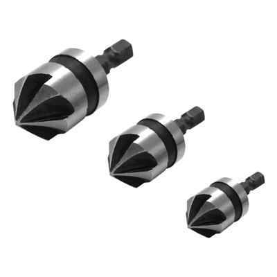 3Pcs Carbon Steel Hex Countersink Set for Wood Metal Quick Change Drill Bit Tool