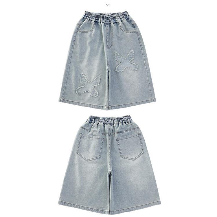 Summer Thin Pants Girls' Denim Shorts High Waisted Cropped Shorts Girls' Shorts Fashionable Outerwear