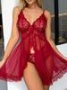 Multi-Color Mesh V-Neck Lace Camisole Lingerie Set