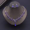 Luxury Purple Crystal Bridal Jewelry Sets for Women Earring Wedding Choker Necklace Set Bride Jewelry Sets Accessories