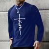 Vintage T Shirt 3D Simple Cross Print Casual Long Sleeve Men's Loose O Neck Comfortable Sweatshirt European Clothing 5Xl