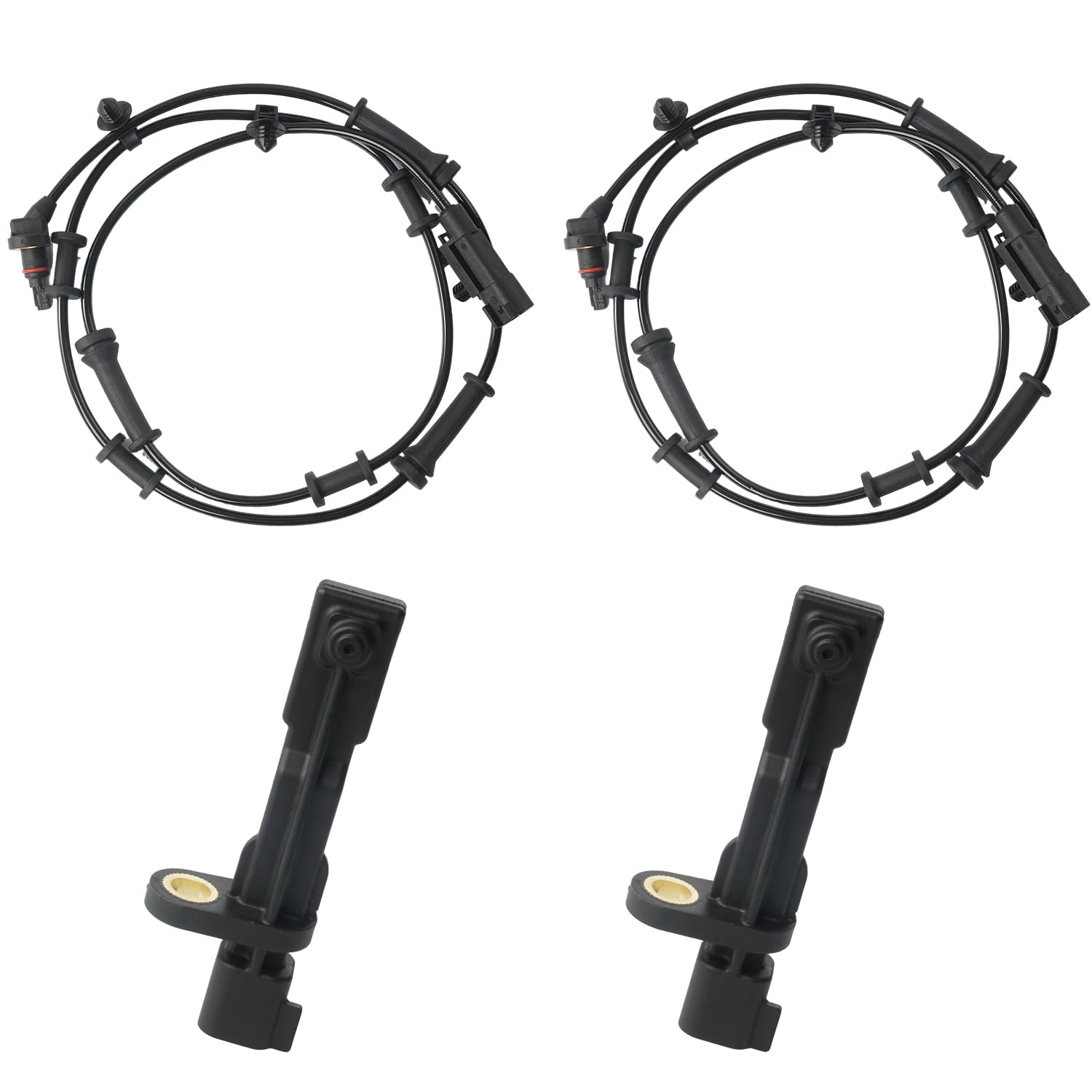 4PCS ABS Wheel Speed Sensor Front & Rear, Left & Right Compatible With 2007-2011 Jeep Wrangler 3.8L, 2012-2017 Jeep Wrangler 3.6L Replace 68003281AA,