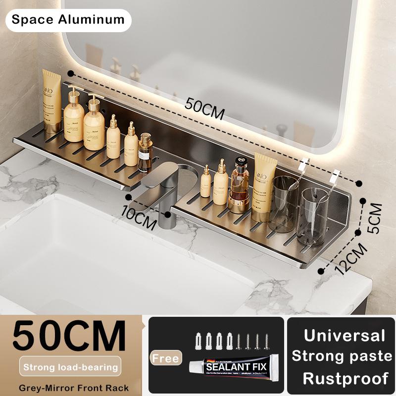 Around Faucet Holder Shower Shampoo Soap Cosmetic Holder Bathroom Storage Rack Organizer Over the Basin Shelf Mirror Front Rack