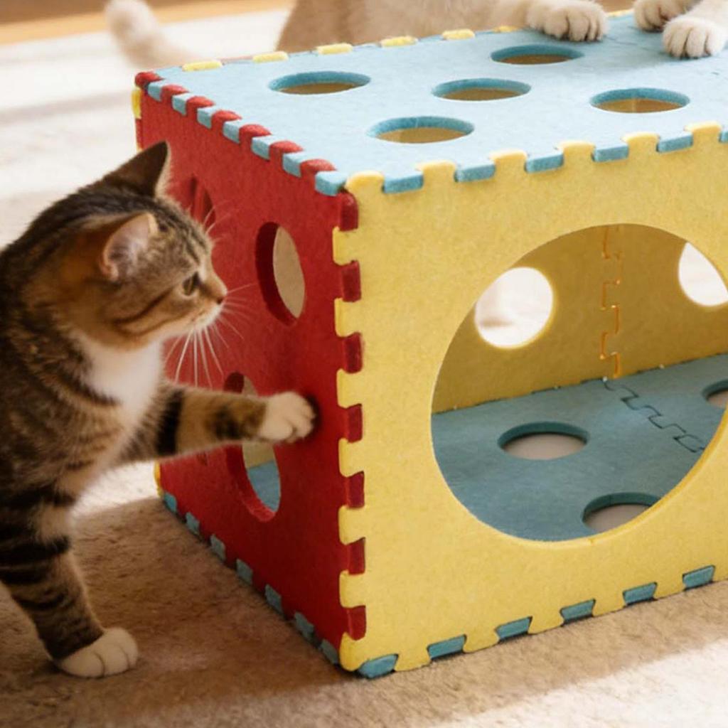 Cat Toys Tunnel Foldable Shelter with Interactive Peephole Cat Tube Fit Pet Under 12 Lbs for Exercise Training Tool Indoor