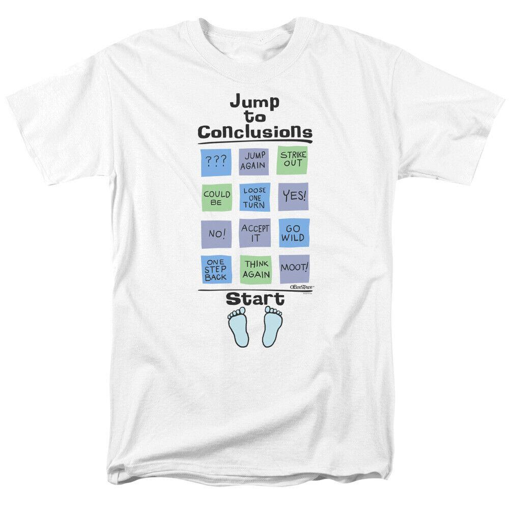

Office Space Jump Conclusions Comedy Movie Tee White Unisex T-shirt