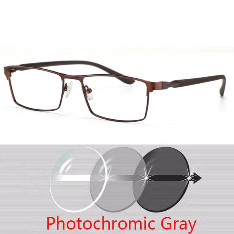 Photochromism Finished Nearsight Myopia Eyeglasses Full Metal Frames Degree Lens Diopters Glasses -1 -1.5 -2 -2.5 -3 -4 To -6