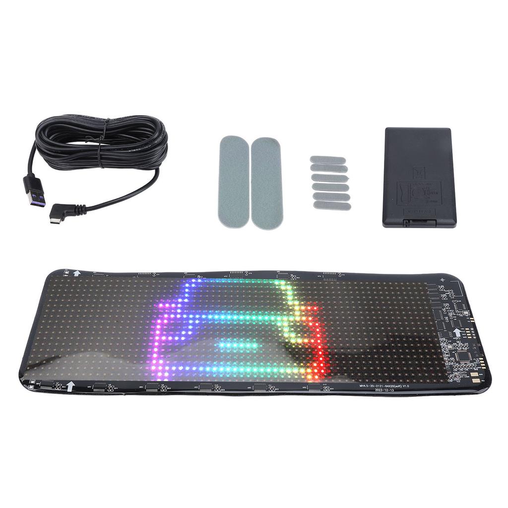 Car USB 5V LED Sign 11x32cm Bluetooth App Control Bright Programmable Custom Text Animation Pattern Display for Car RV