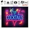 Tapeçaria de Cocktail com Luz Neon, Parede de Tijolos Fundo Decoração de Parede de Bar