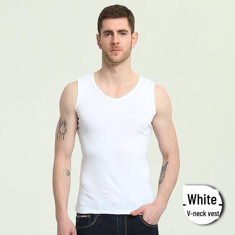 

2025 Весна/Лето Мужской приталенный хлопковый жилет: Рубашка без рукавов с тонкой нитью, широкими плечами и круглым вырезом XXXL