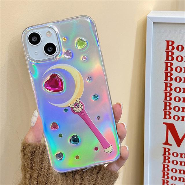 

Япония Милая Волшебная Палочка 3d Любовь Сердце Алмазный Лазерный Чехол Для Iphone 14 13 12 11 Pro Max X Xr 7 8 Plus Противоударный Мягкий Чехол Funda