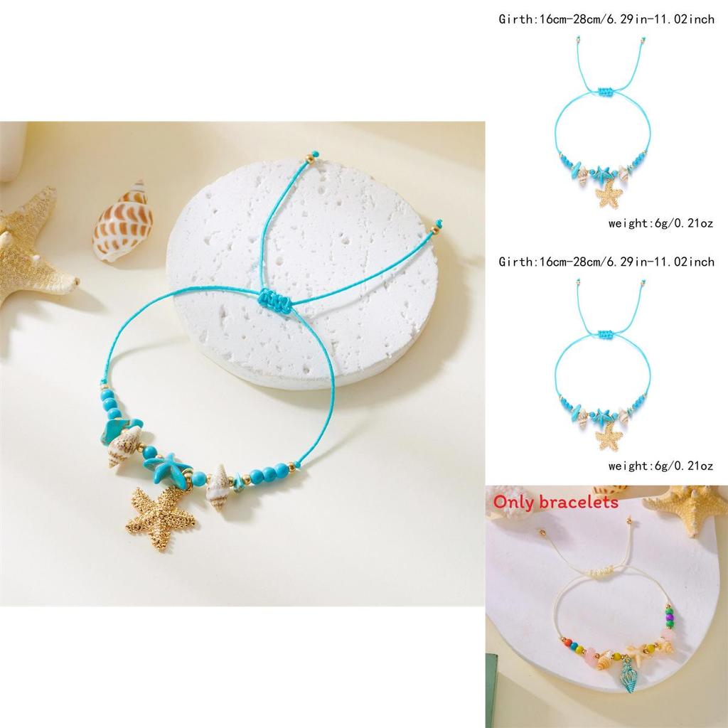 Bohemian Starfish Shell Beaded Jewelry With Electroplated Zinc Alloy For Womens Casual Summer Use