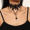 Dark Gothic Halloween Tassel Choker: High-End Black Lace Clavicle Necklace for Women
