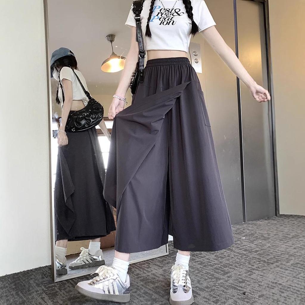 Summer High Waist A-Line Workwear Skort for Women – 2025 New Petite, Loose Slimming, Mid-Length Design