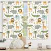 2Pcs Cute Animal Curtains Cartoon Elephant Crocodile Pattern Living Room Bedroom Kids Room Sunshade Zoo Theme Decor Curtains