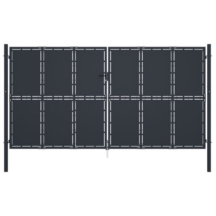 Portail de jardin - VIDAXL - Acier - 400 x 200 cm - Anthracite - Battant