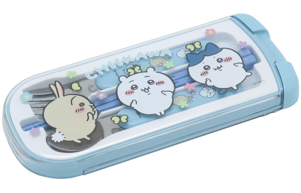 OSK Bento Chiikawa Made in x x cm Chopsticks, Cutlery, Pull-Lid Trio, Japan, Antibacterial, CT-20, Blue, 8.4 19.7 1.9 (H)