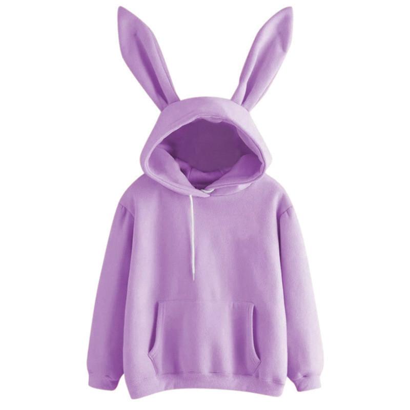 Stylish Rabbit Ear Women Hoodie Fashionable Long Sleeve Pullover Jumper