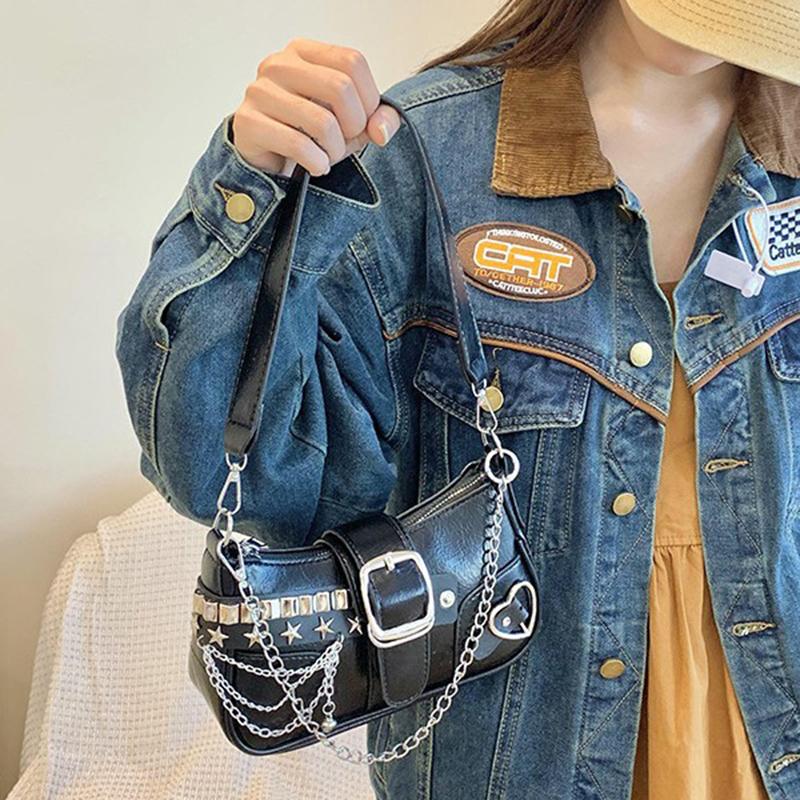Yogodlns Nuova Borsa a Spalla di Nicchia con Texture Amore Catena a Farfalla Sottospalla Borsa a Spalla Diagonale da Moto per Ragazza Piccante per Donna