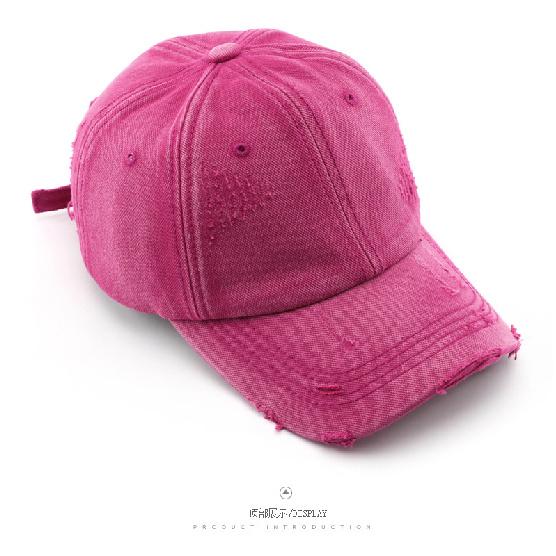 Women's spring and summer washed distressed denim plain baseball cap, outdoor men's travel sun protection hat