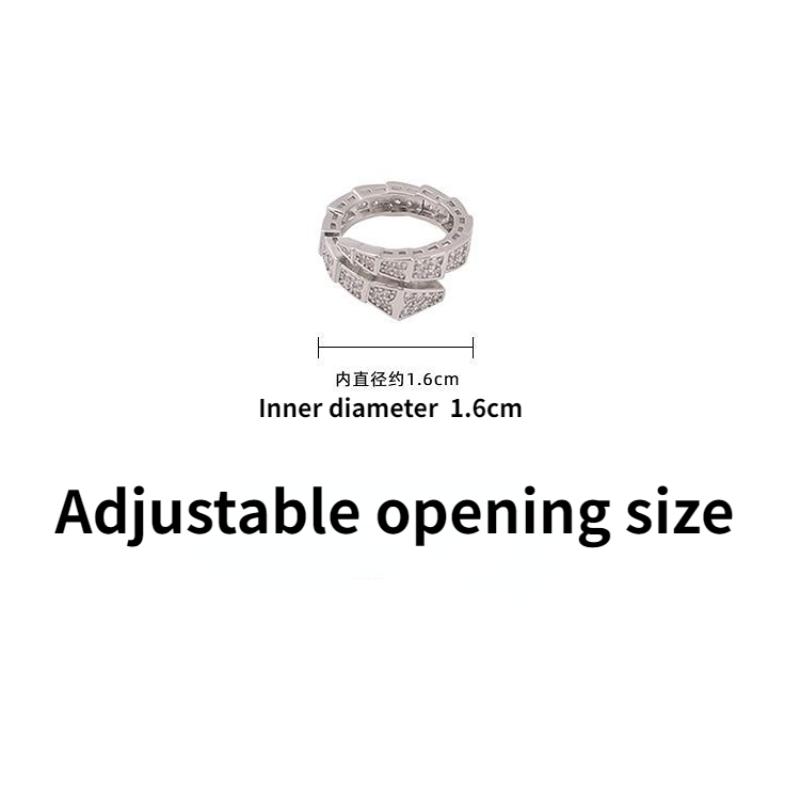 Luxury Diamond Snake-shaped Ring for Women Ins Fashion Finger Adjustable Ring Men Ring