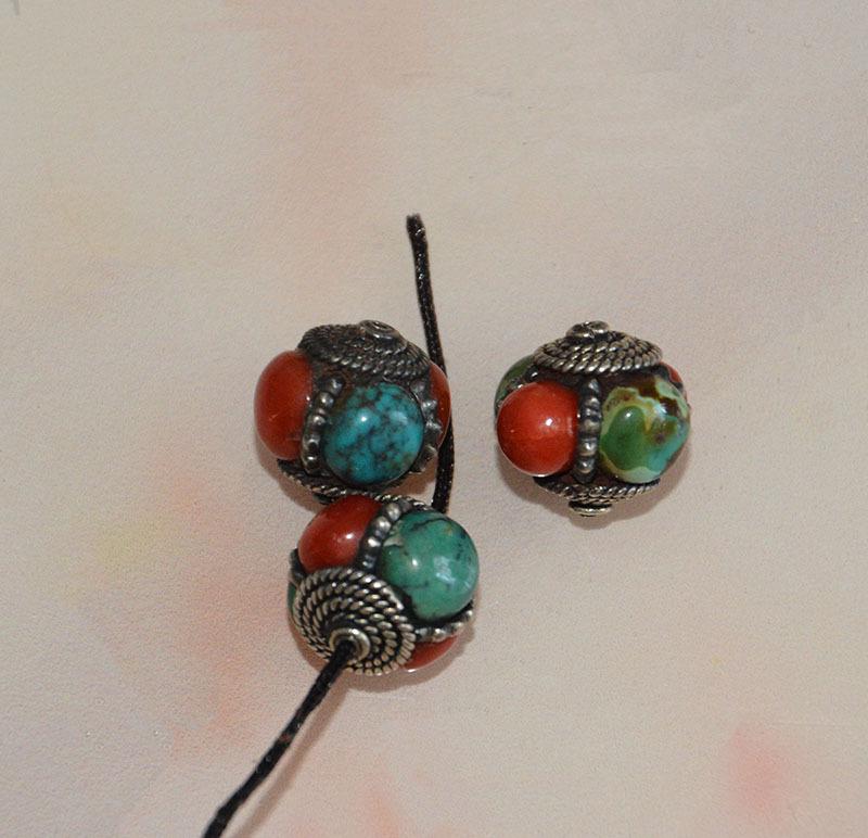 Turquoise & Red Coral Pumpkin Beads - High-Quality Spacer Accessories for Bracelets & Necklaces